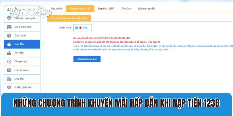 Những chương trình khuyến mãi hấp dẫn khi nạp tiền 123B