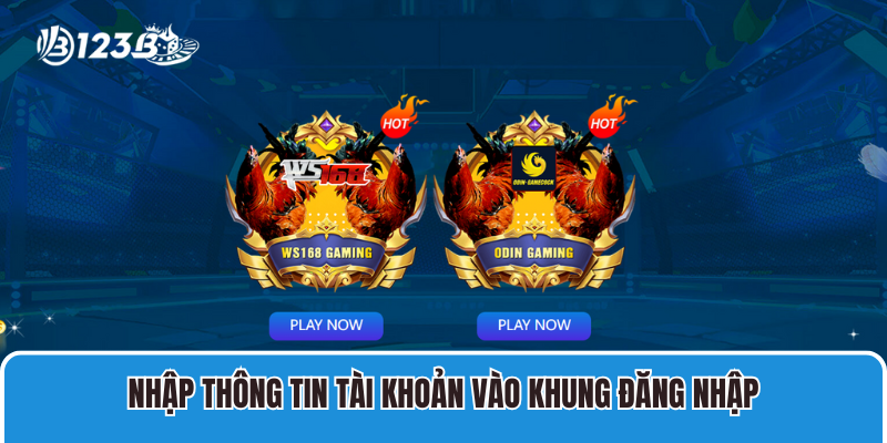 Nhập thông tin tài khoản vào khung đăng nhập
